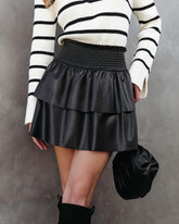 Soho Faux Leather Tiered Mini Skirt - Black